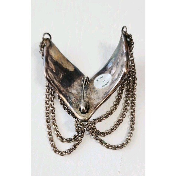 Vintage Electroform Sterling Modernist Chevron Chains Brooch 2.5" 32g - Picture 4 of 7